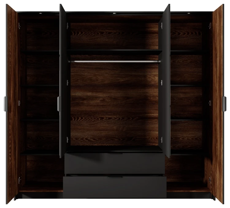 Szafa Milton z lustrem 220 cm kasztan + antracyt