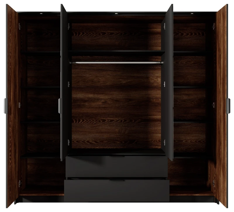 Szafa Milton z lustrem 220 cm kasztan + antracyt