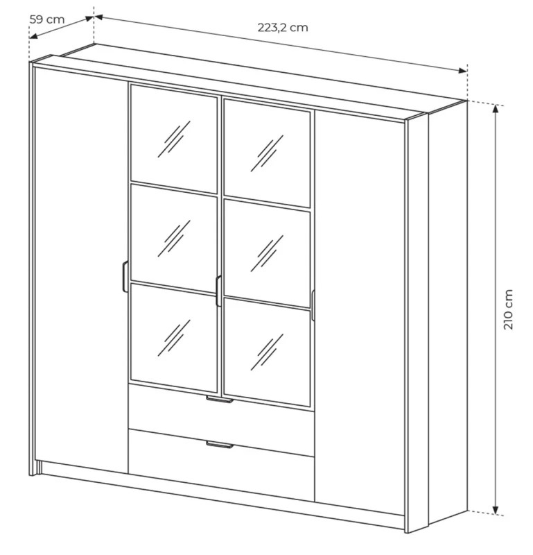 Szafa Milton z lustrem 220 cm kasztan + antracyt