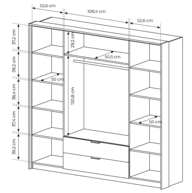 Szafa Milton z lustrem 220 cm kasztan + antracyt