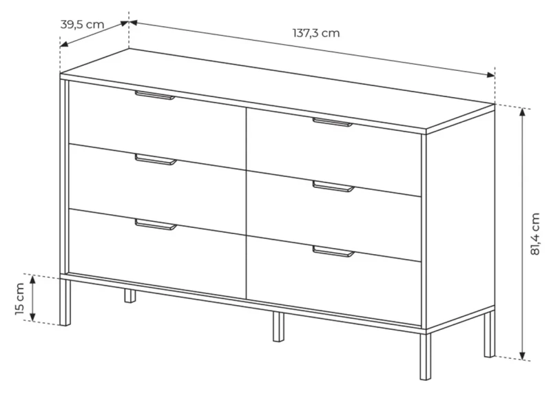 Komoda Milton z szufladami 137 cm kasztan + antracyt