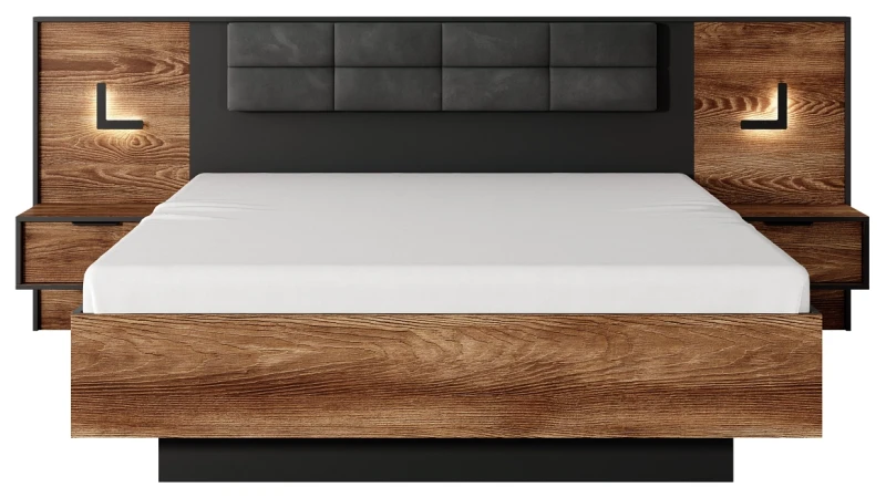 Łóżko z pojemnikiem Milton 160x200 cm kasztan + antracyt