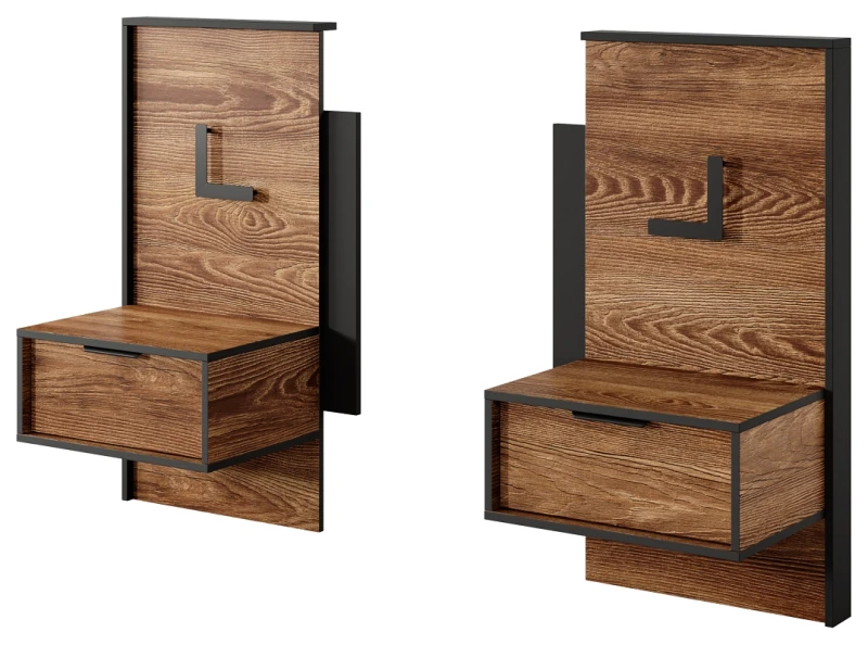 Stoliki nocne Milton z oświetleniem 49 cm kasztan + antracyt