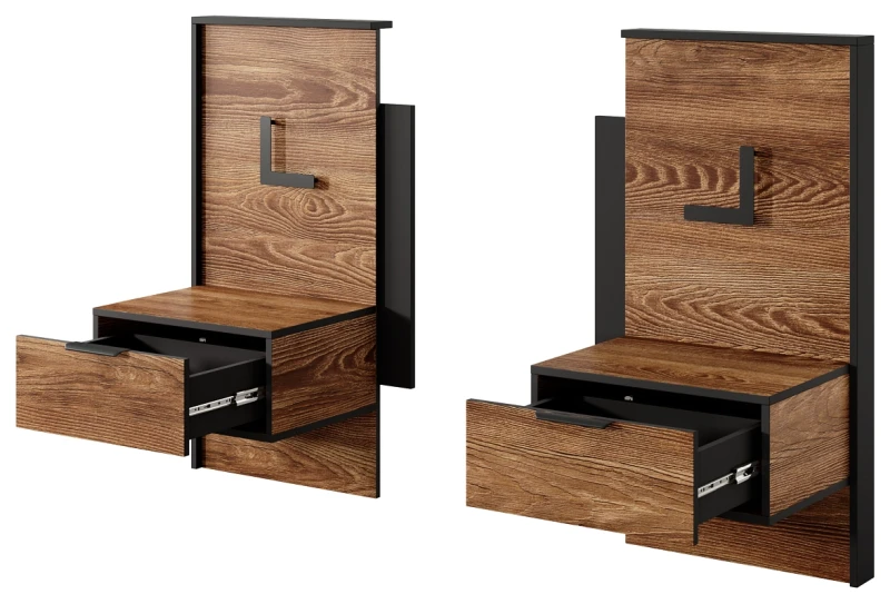 Stoliki nocne Milton z oświetleniem 49 cm kasztan + antracyt