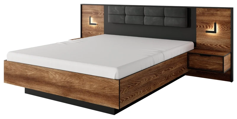 Stoliki nocne Milton z oświetleniem 49 cm kasztan + antracyt