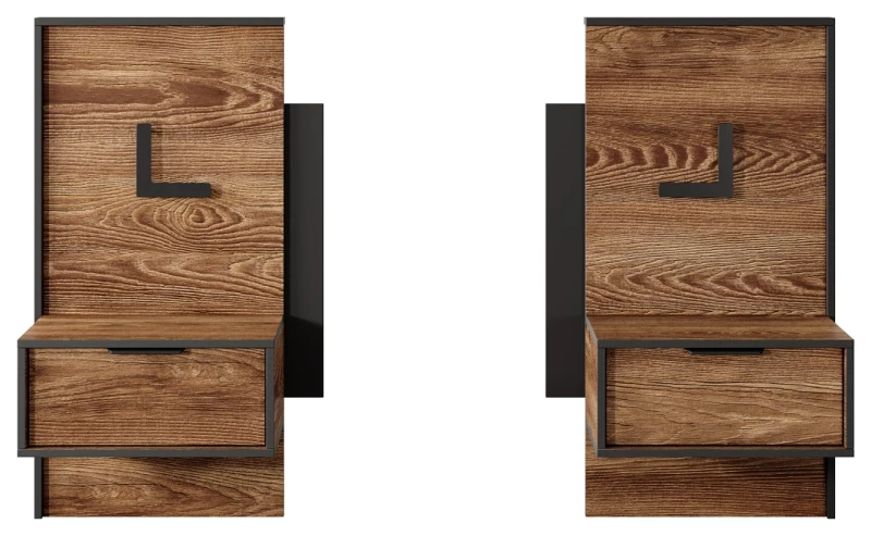 Stoliki nocne Milton z oświetleniem 49 cm kasztan + antracyt