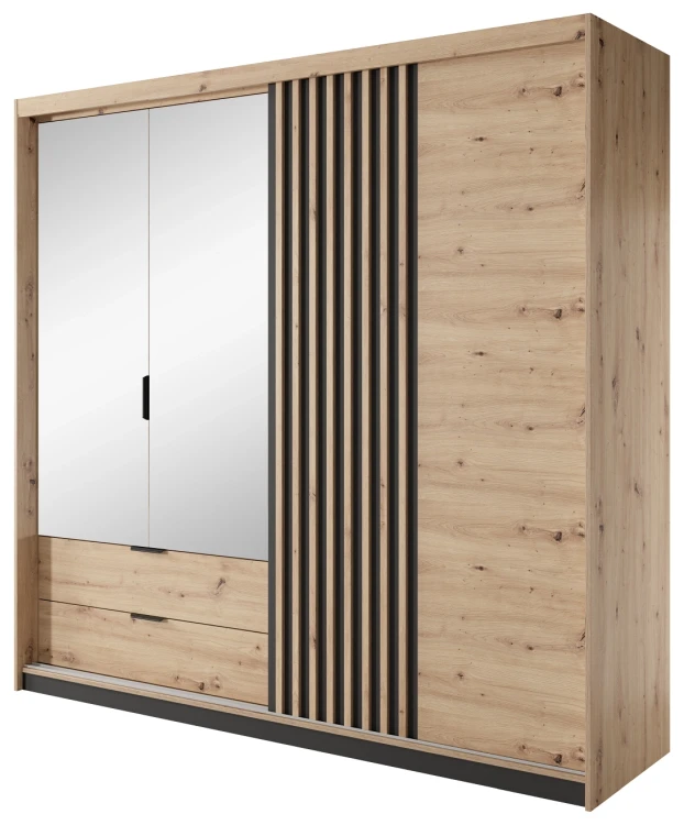 Szafa Tally z lustrem 220 cm dąb artisan + antracyt