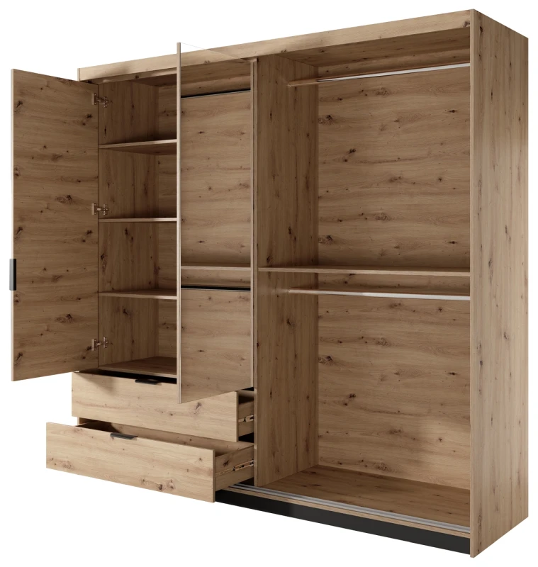 Szafa Tally z lustrem 220 cm dąb artisan + antracyt