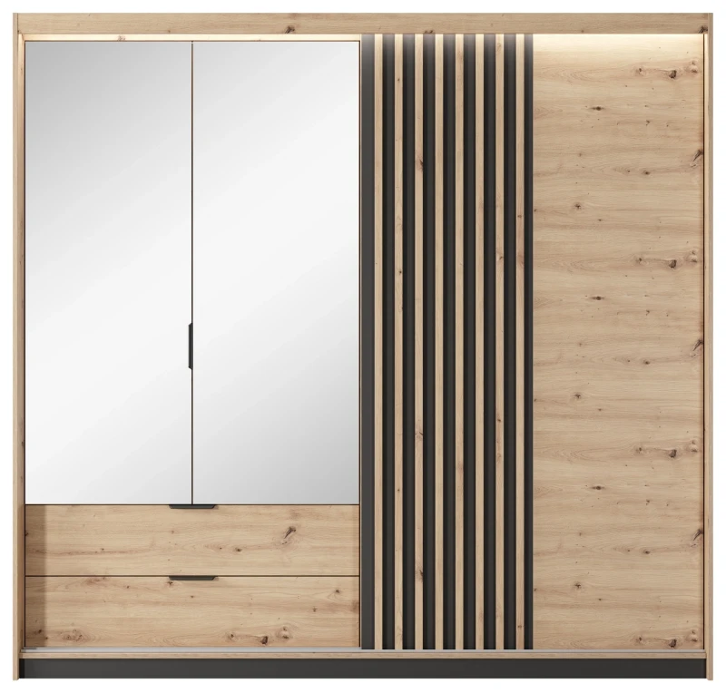 Szafa Tally z lustrem 220 cm dąb artisan + antracyt