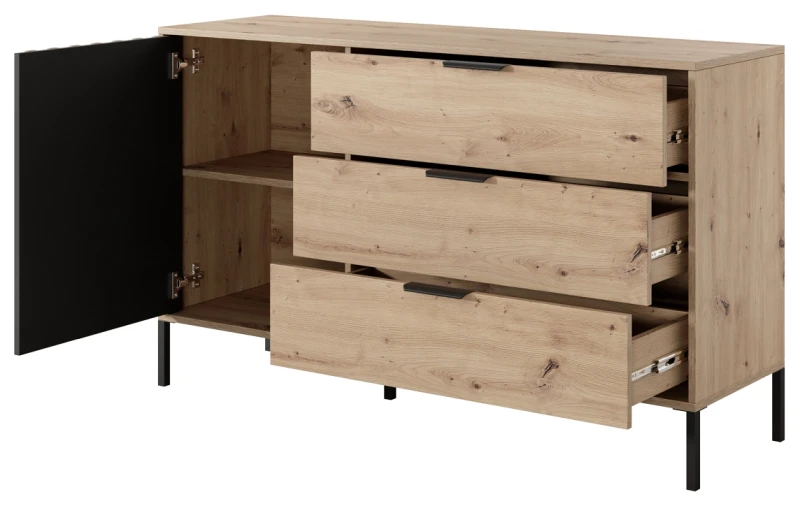 Komoda Tally z szufladami 138 cm dąb artisan + antracyt