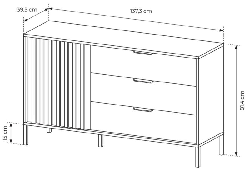 Komoda Tally z szufladami 138 cm dąb artisan + antracyt
