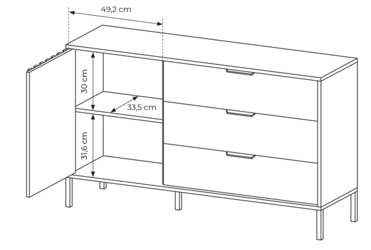 Komoda Tally z szufladami 138 cm dąb artisan + antracyt