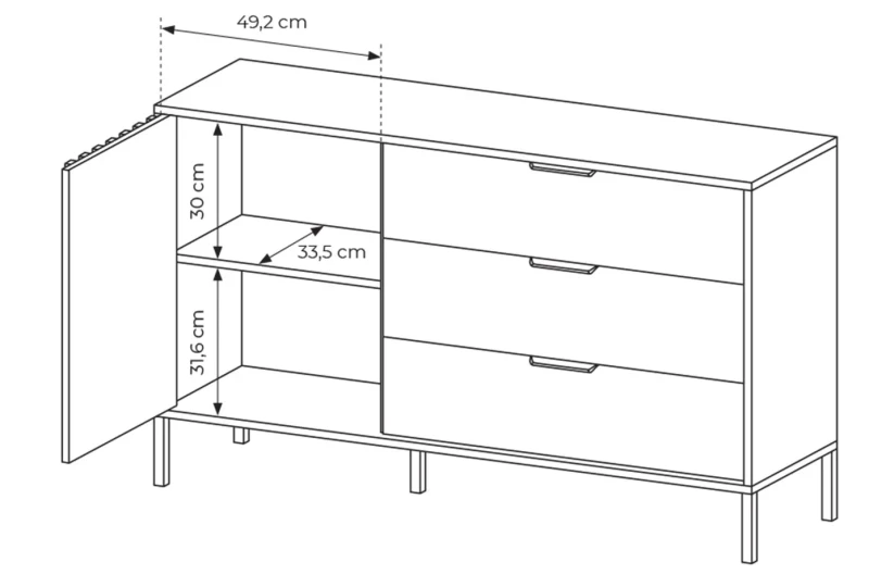 Komoda Tally z szufladami 138 cm dąb artisan + antracyt