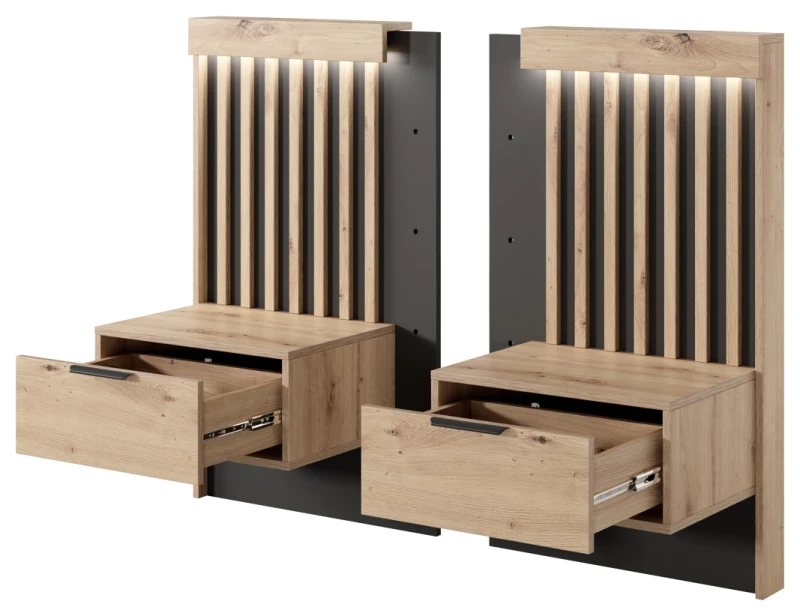 Stoliki nocne Tally z szufladami 50 cm dąb artisan + antracyt