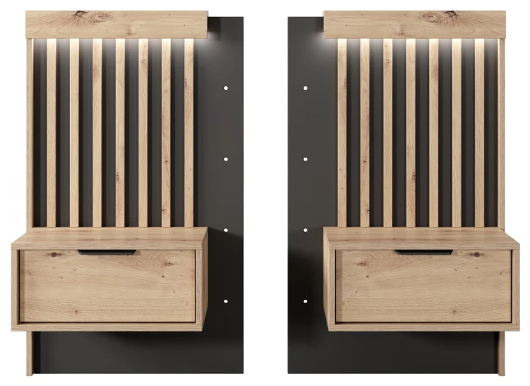Stoliki nocne Tally z szufladami 50 cm dąb artisan + antracyt