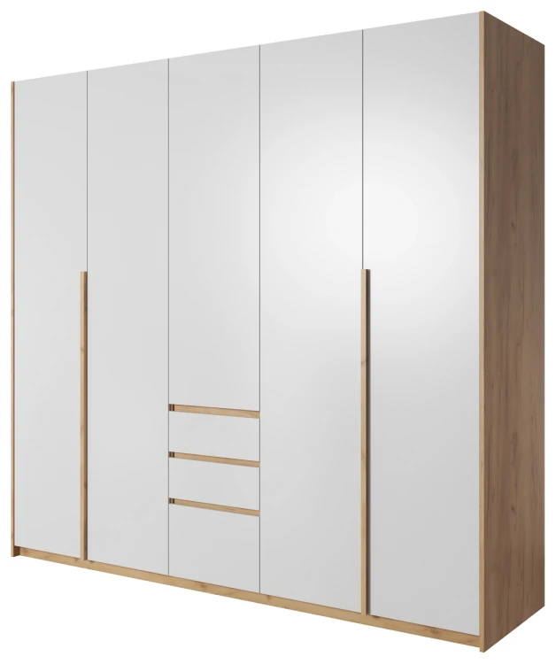 Szafa Xelo z listwą LED 230 cm dąb craft złoty + biały