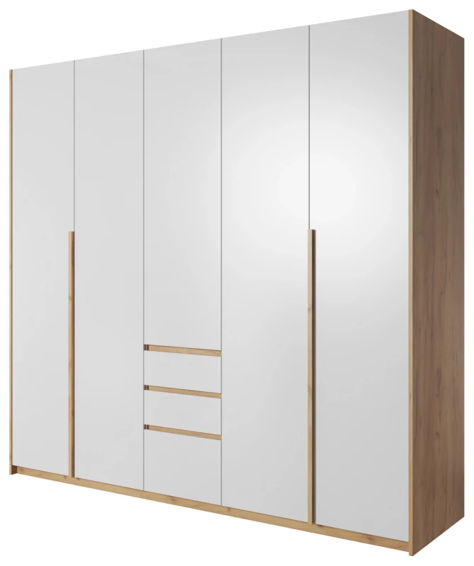 Szafa Xelo z listwą LED 230 cm dąb craft złoty + biały