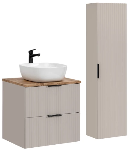 Zestaw mebli łazienkowych ADEL CASHMERE z umywalką SMILE i blatem wotan 60 cm - 4 elementy