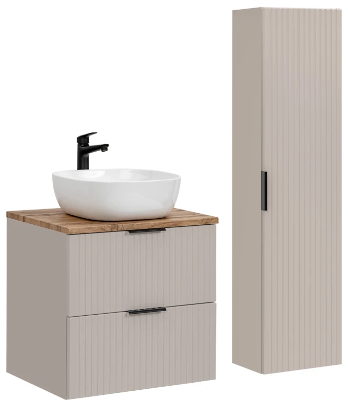 Zestaw mebli łazienkowych ADEL CASHMERE z umywalką SMILE i blatem wotan 60 cm - 4 elementy