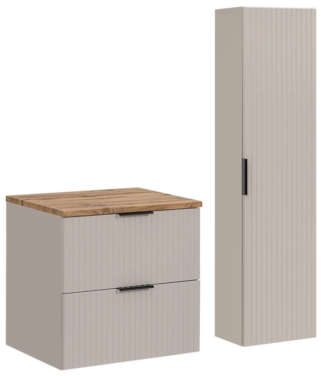 Zestaw mebli łazienkowych ADEL CASHMERE z umywalką SMILE i blatem wotan 60 cm - 4 elementy