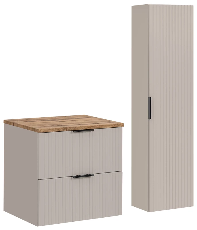 Zestaw mebli łazienkowych ADEL CASHMERE z umywalką SMILE i blatem wotan 60 cm - 4 elementy