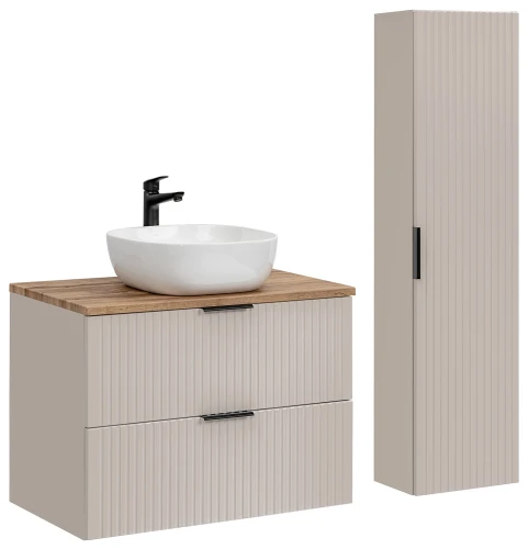 Zestaw mebli łazienkowych ADEL CASHMERE z umywalką SMILE i blatem wotan 80 cm - 4 elementy