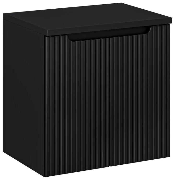 Szafka łazienkowa pod umywalkę 60 cm NOVA BLACK czarny - aranżacja z blatem