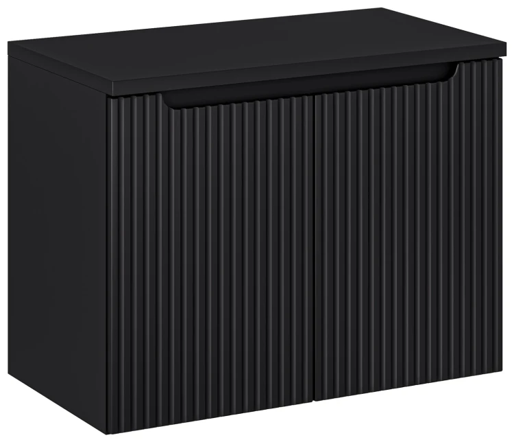 Szafka łazienkowa pod umywalkę 80 cm NOVA BLACK czarny - aranżacja z blatem