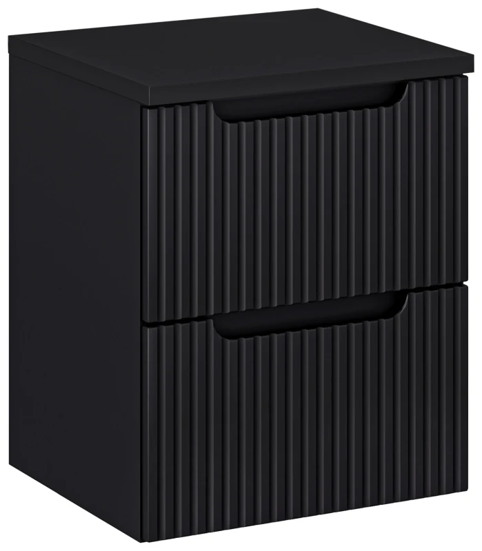 Szafka łazienkowa pod umywalkę 50 cm 2 szuflady NOVA BLACK czarny - aranżacja z blatem