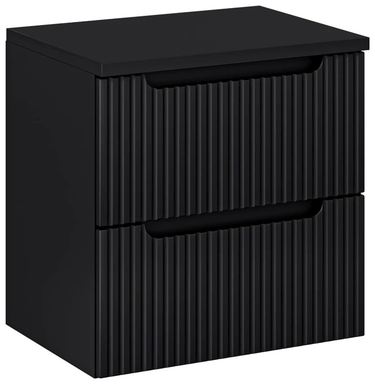 Szafka łazienkowa pod umywalkę 60 cm 2 szuflady NOVA BLACK czarny - aranżacja z blatem