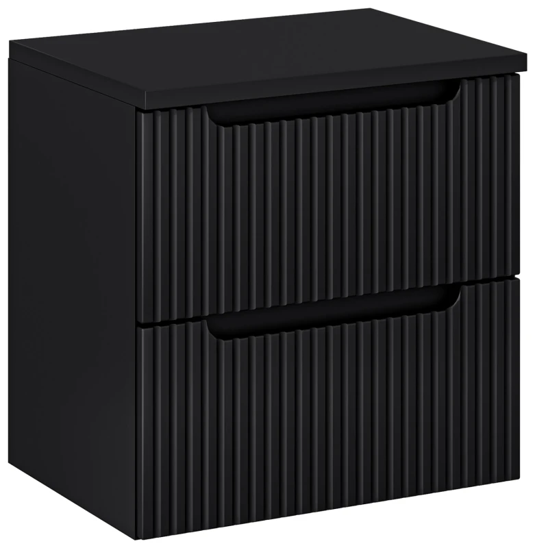 Szafka łazienkowa pod umywalkę 60 cm 2 szuflady NOVA BLACK czarny - aranżacja z blatem