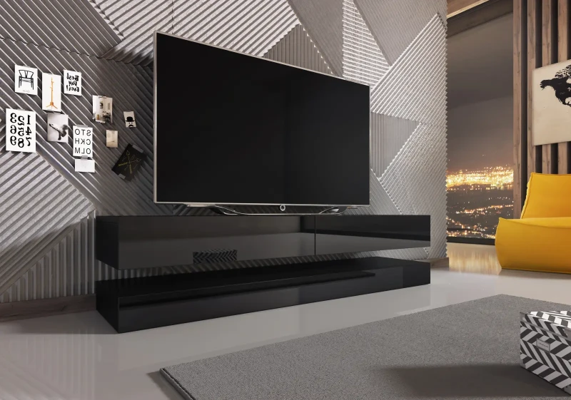 Szafka RTV FLY czarny mat/wysoki połysk