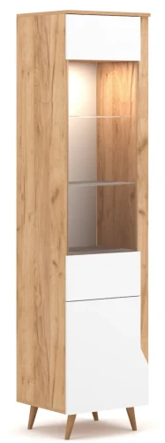 Witryna Tue 46 cm z LED dąb craft złoty/biały mat