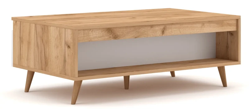 Stolik kawowy Tue 100 cm z szufladami dąb craft złoty/biały mat