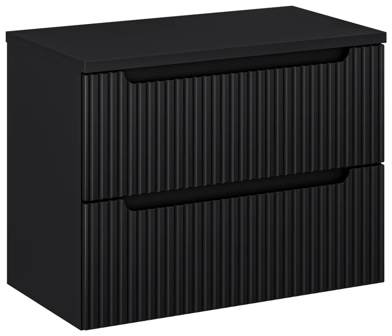 Szafka łazienkowa pod umywalkę 80 cm 2 szuflady NOVA BLACK czarny- aranżacja z blatem