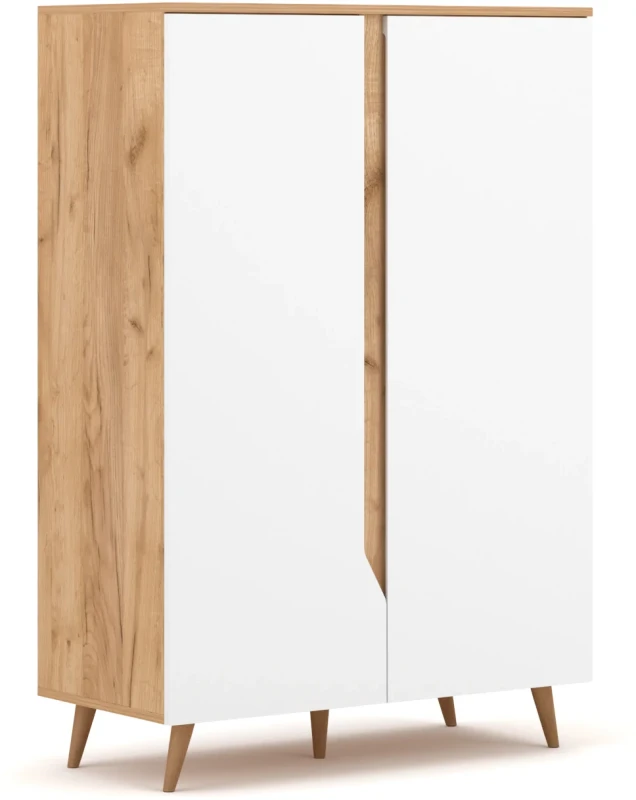 Komoda Tue 90 cm dwudrzwiowa dąb craft złoty/biały mat