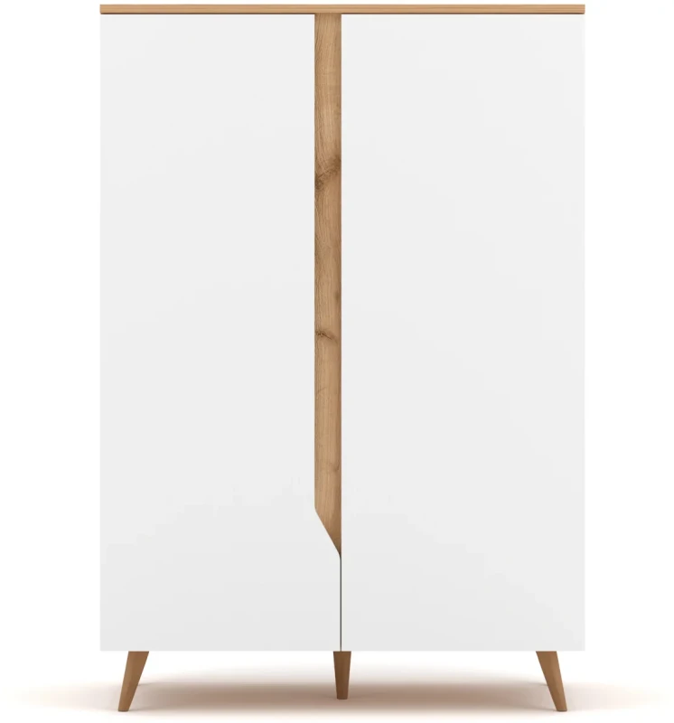 Komoda Tue 90 cm dwudrzwiowa dąb craft złoty/biały mat