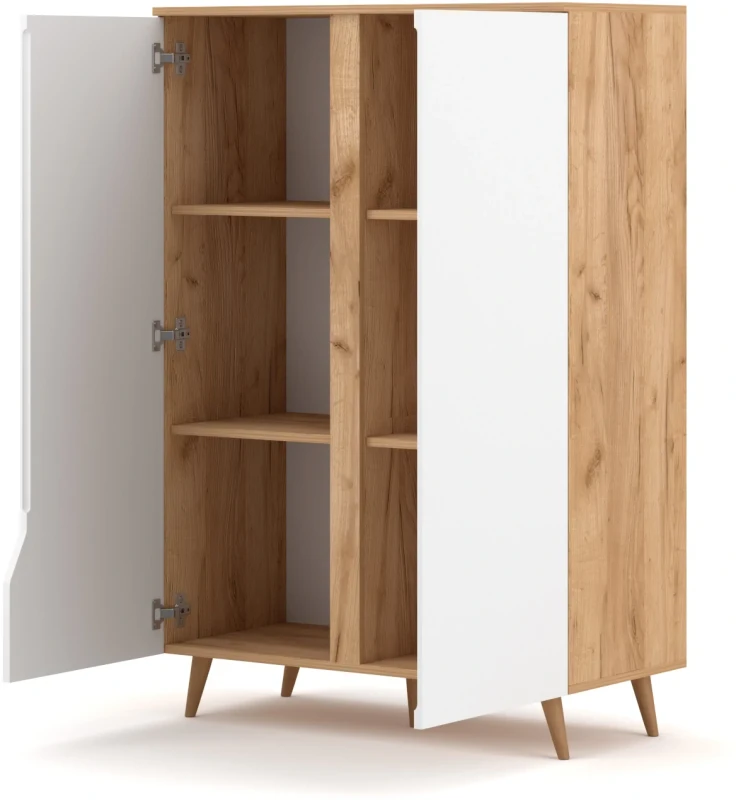 Komoda Tue 90 cm dwudrzwiowa dąb craft złoty/biały mat