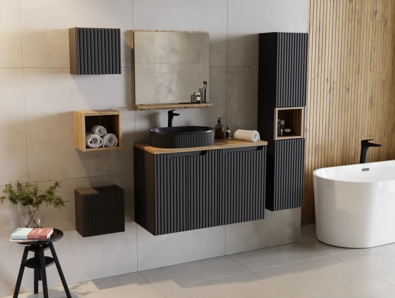 Szafka górna qubik 30 cm NOVA BLACK czarny - aranżacja