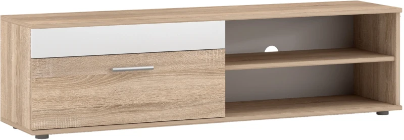 Meblościanka do salonu Berno 204 cm zestaw 4 elementy dąb sonoma jasna/biały mat