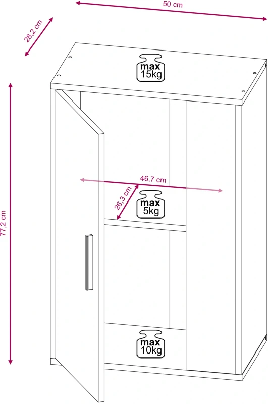Meblościanka do salonu Berno 204 cm zestaw 4 elementy dąb sonoma jasna/biały mat