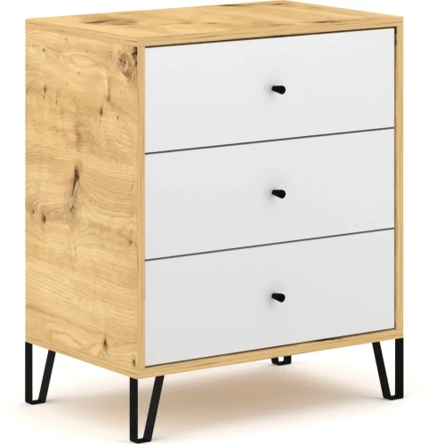 Komoda Bilbao 63 cm z szufladami dąb artisan/biały mat