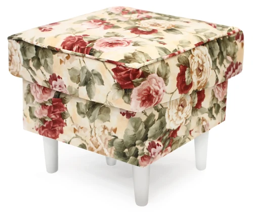 Podnóżek tapicerowany Lily Kwiaty w  stylu skandynawskim