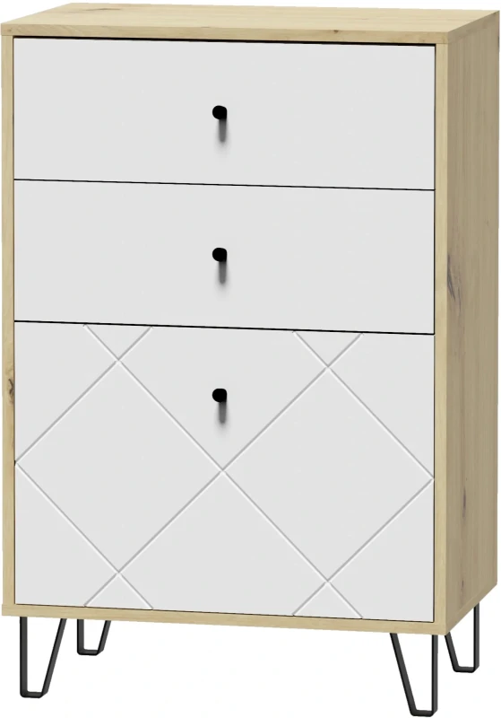Komoda do przedpokoju Bilbao 63 cm z szufladami dąb artisan/biały mat