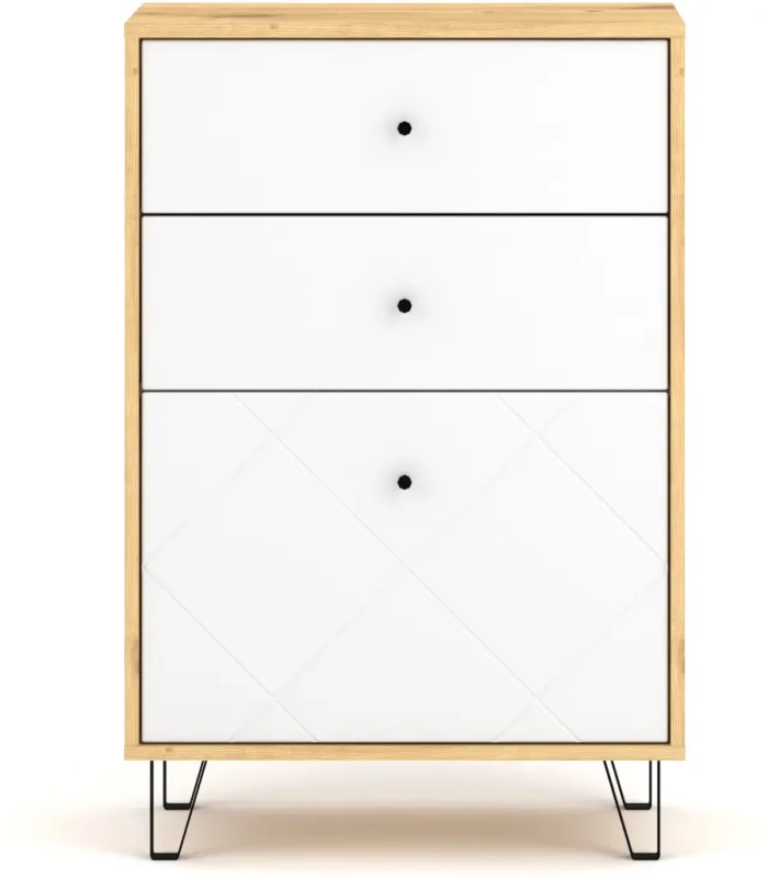 Komoda do przedpokoju Bilbao 63 cm z szufladami dąb artisan/biały mat