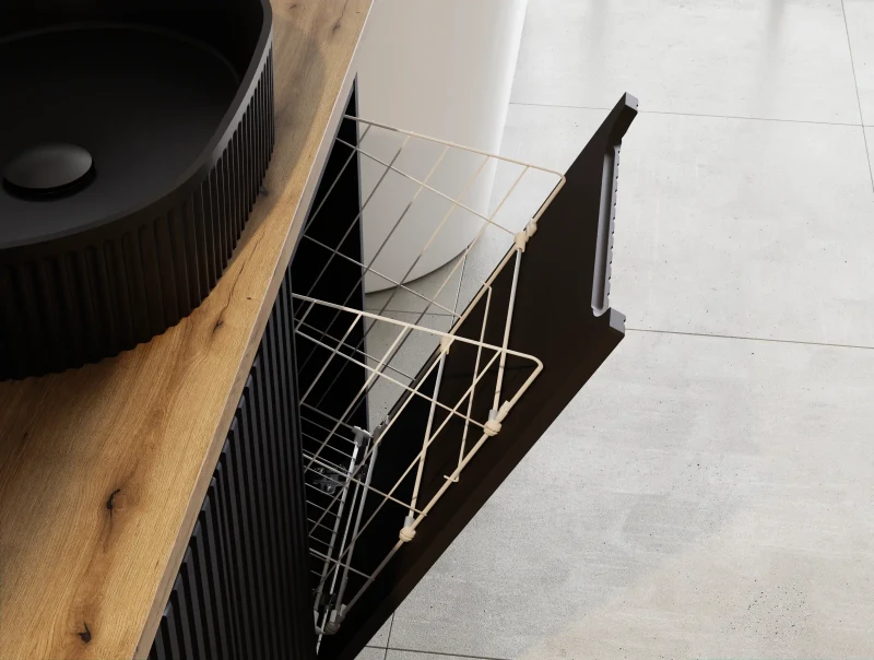 Szafka z koszem na pranie 40 cm NOVA BLACK czarny