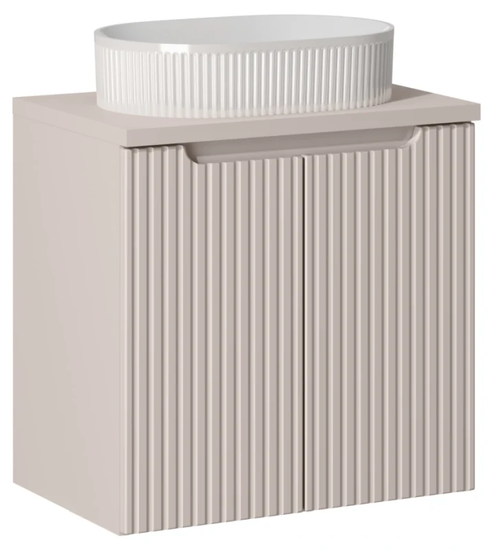 Szafka łazienkowa pod umywalkę 50 cm NOVA CASHMERE - aranżacja z blatem i umywalką nablatową