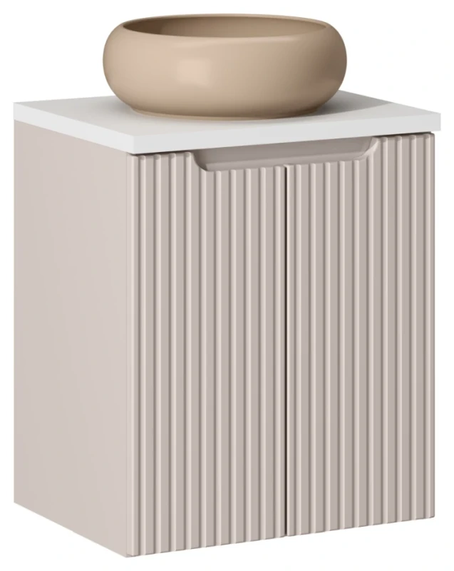 Szafka łazienkowa pod umywalkę 50 cm NOVA CASHMERE - aranżacja z blatem i umywalką nablatową