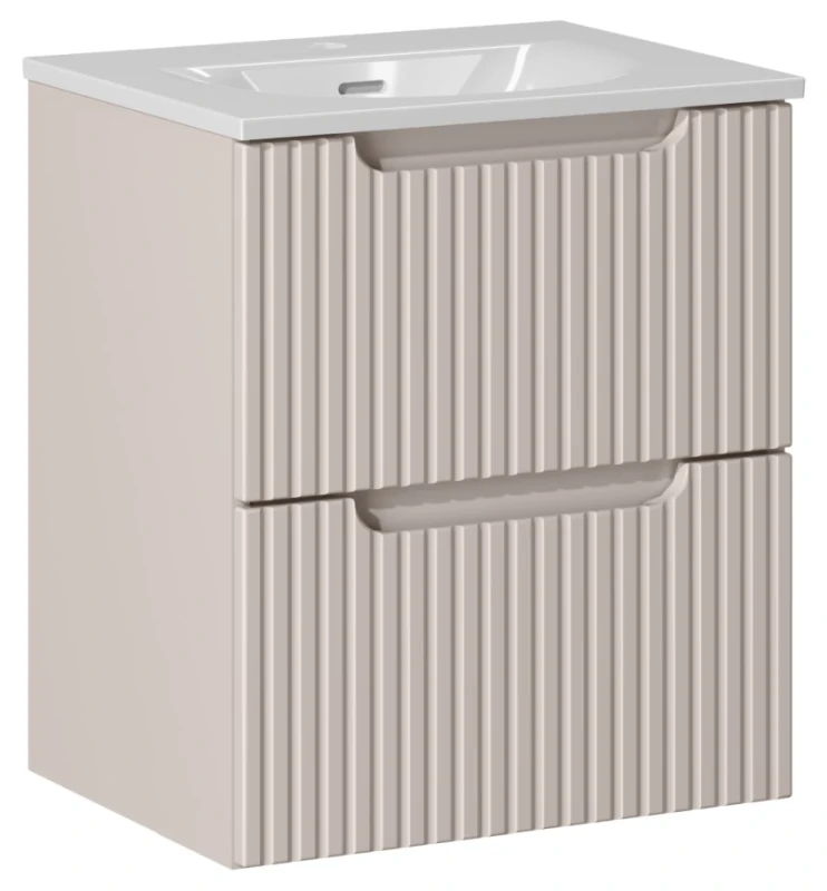 Szafka łazienkowa pod umywalkę 50 cm 2 szuflady NOVA CASHMERE - aranżacja z umywalką meblową