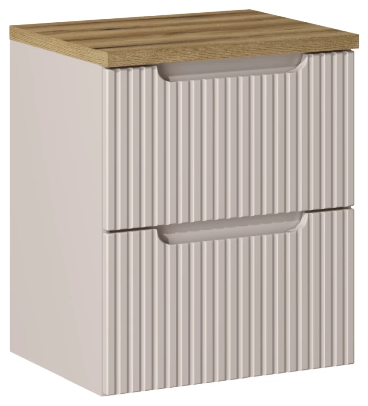 Szafka łazienkowa pod umywalkę 50 cm 2 szuflady NOVA CASHMERE - aranżacja z blatem